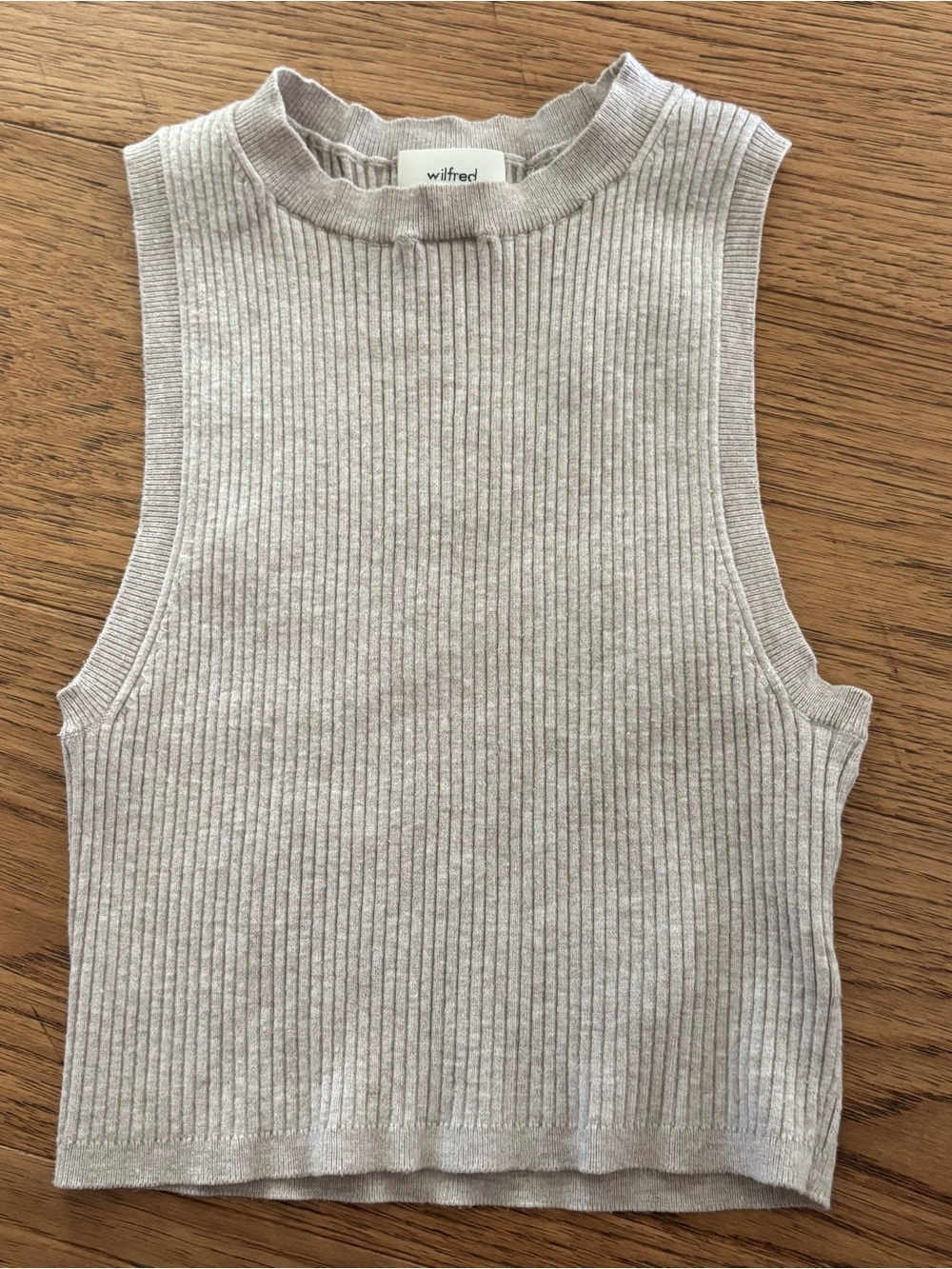 Wilfred Ribbed Mock Neck Crop Tank - Light Heather